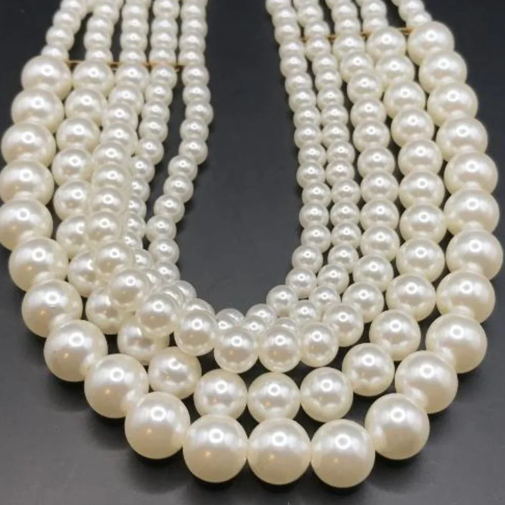 Multi Layer Graduated Faux Pearl Necklace - Picture 4 of 7